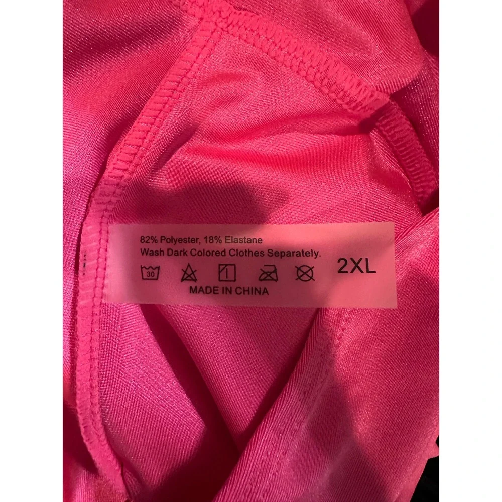 Womens Hot Pink High Waisted Ruched Side Tie Swim Shorts Pockets